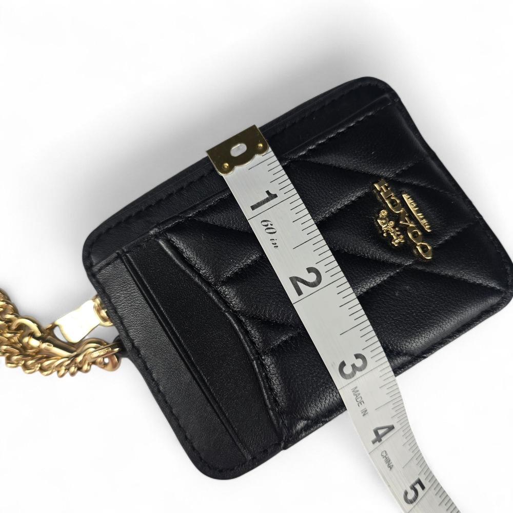 Coach Black Zip Card Case With Quilting Gold Hardware - Picture 5 of 6
